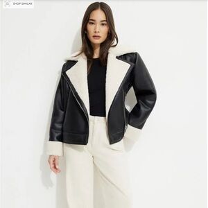 Dynamite- Sherpa Faux Leather Aviator Jacket